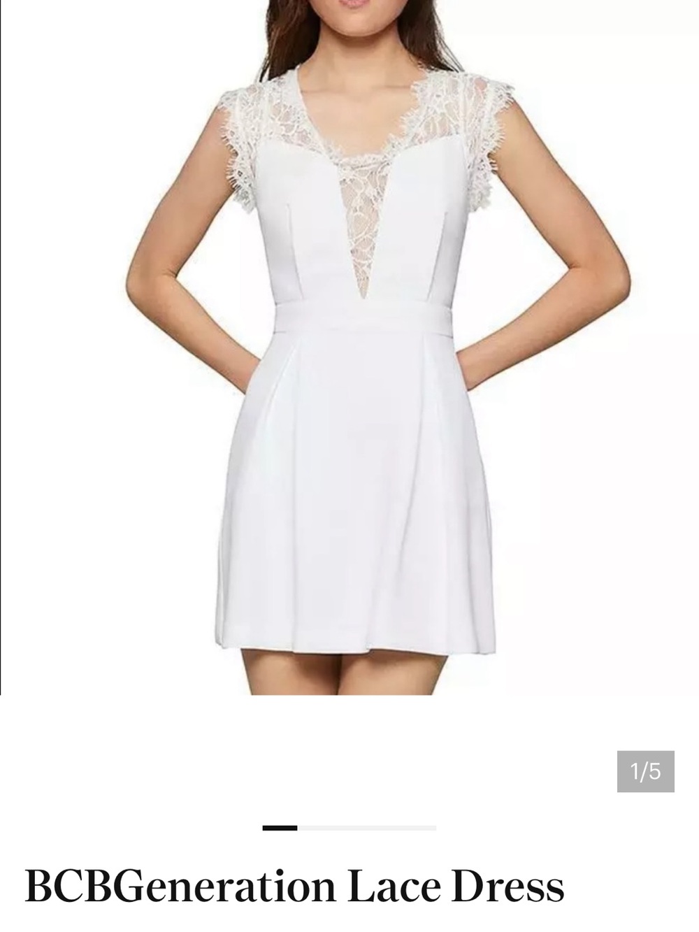 BCBGeneration White Lace V-Neck Mini Dress NWT size 6 bridal shower and wedding